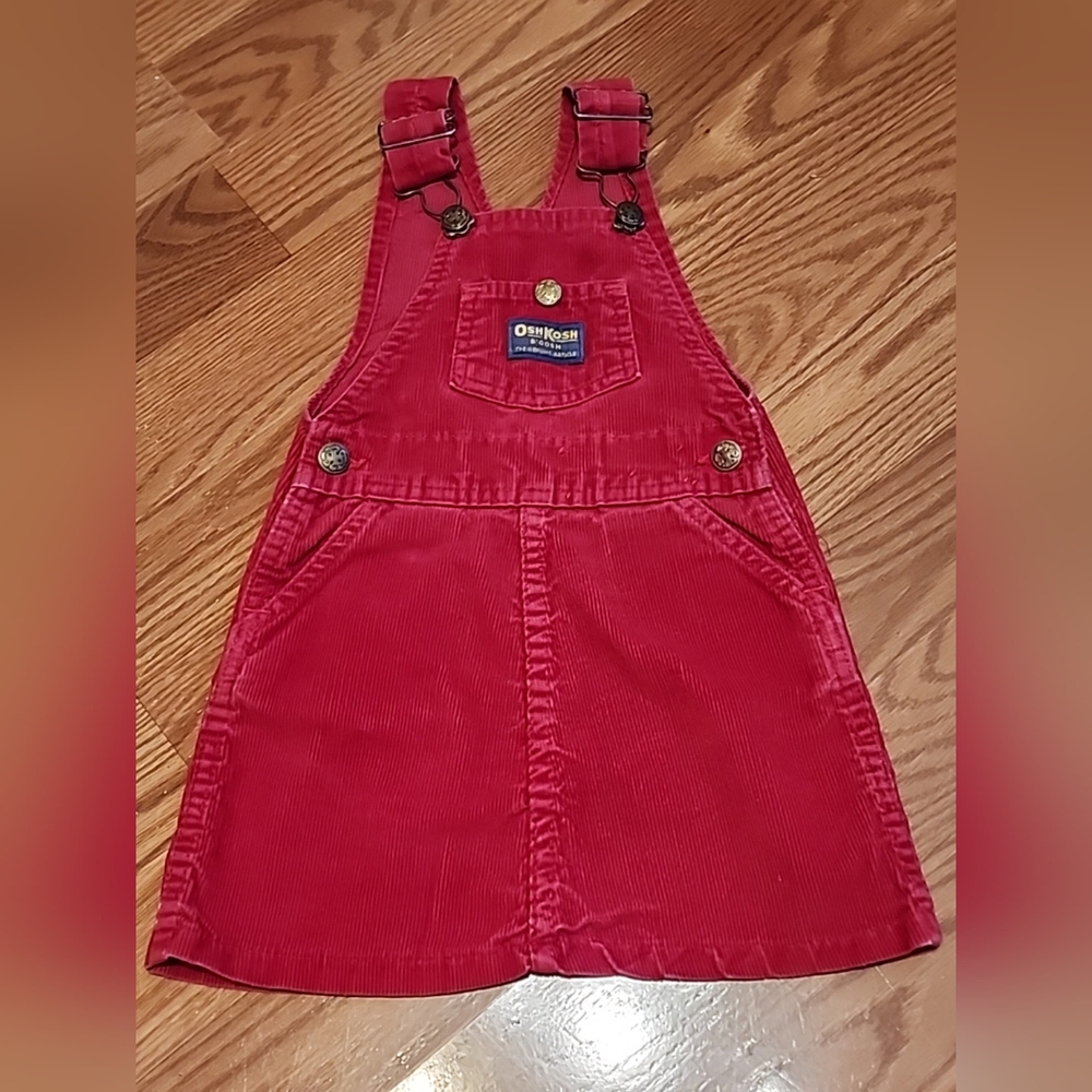 Y2k Oshkosh B’Gosh vestbak corduroy overall dress 2t vgt red